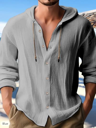 Henry-Heren Casual Button Up Hooded Shirt met capuchon - Huis Van Stijl