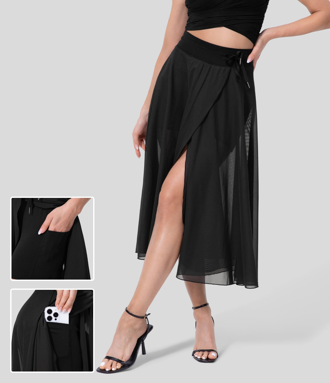 Sera - High-Waisted 2-in-1 Flowy Midi rok