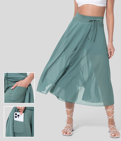 Sera - High-Waisted 2-in-1 Flowy Midi rok