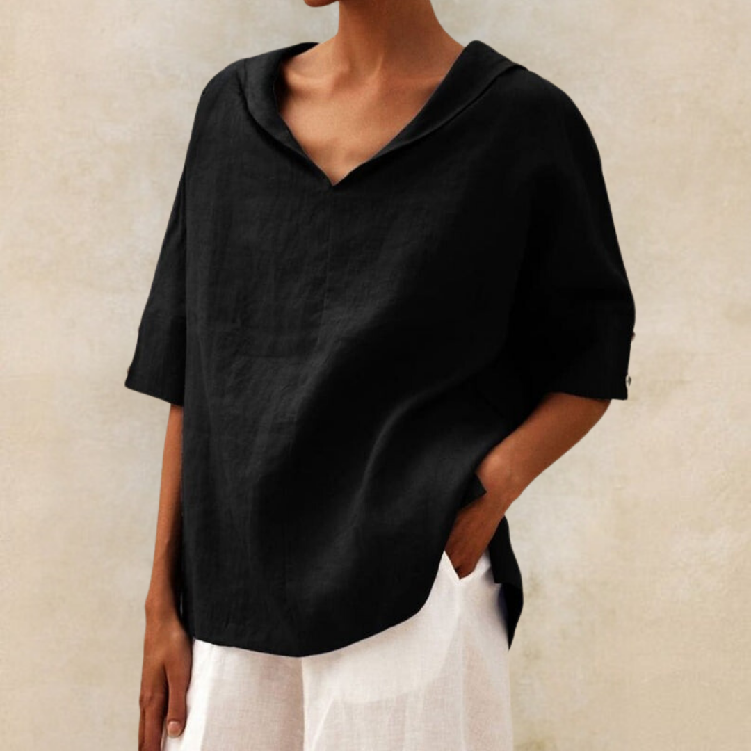 Linnen V-hals Blouse voor Dames
