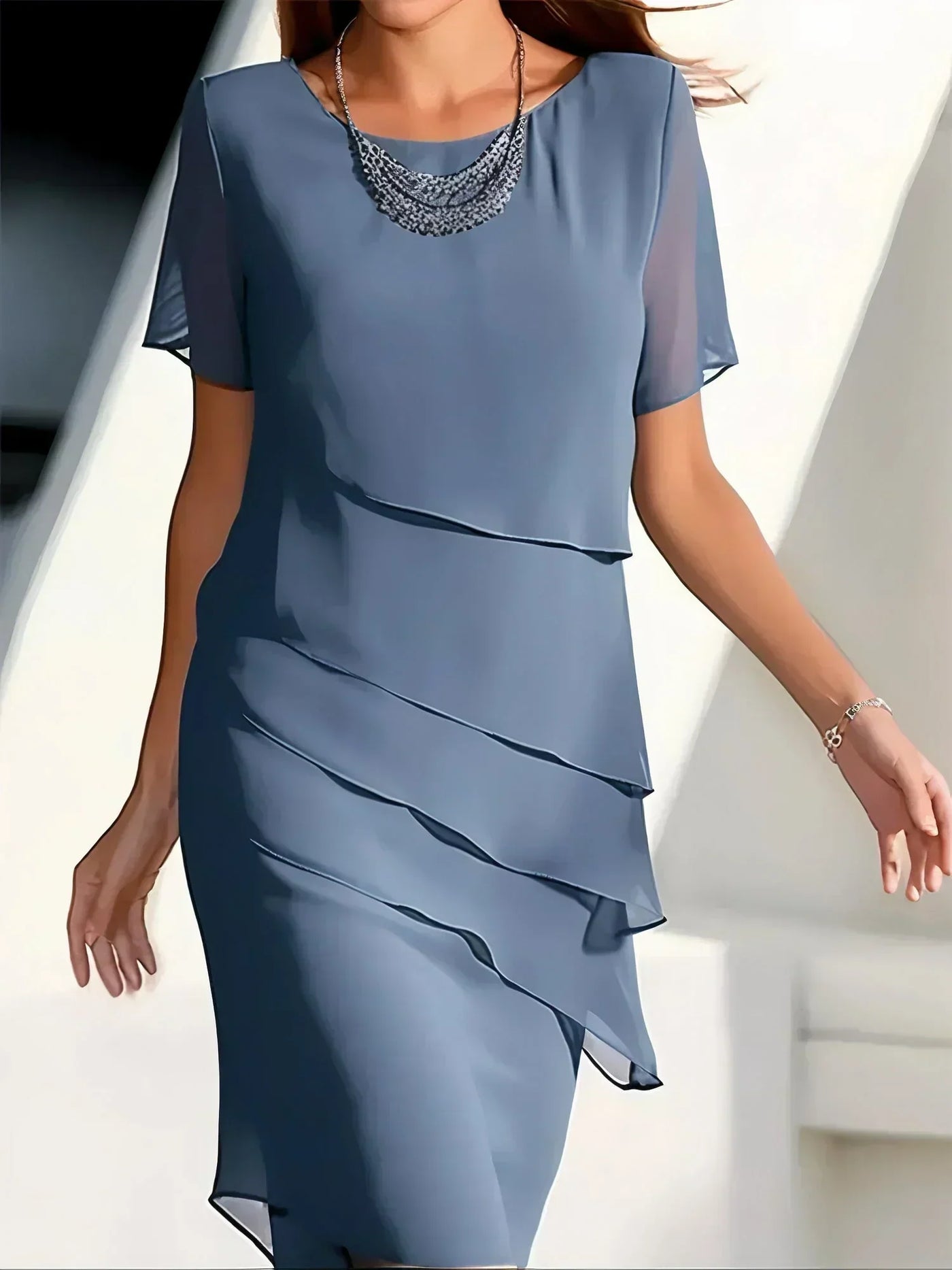 Elegante Aansluitende Midi Jurk voor Dames