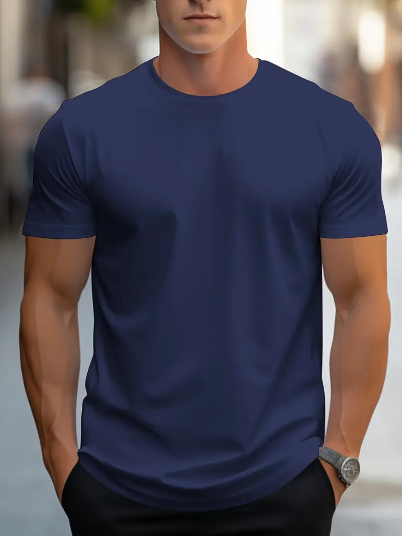 Benjamin-Plain T-shirt Voor Mannen - Huis Van Stijl