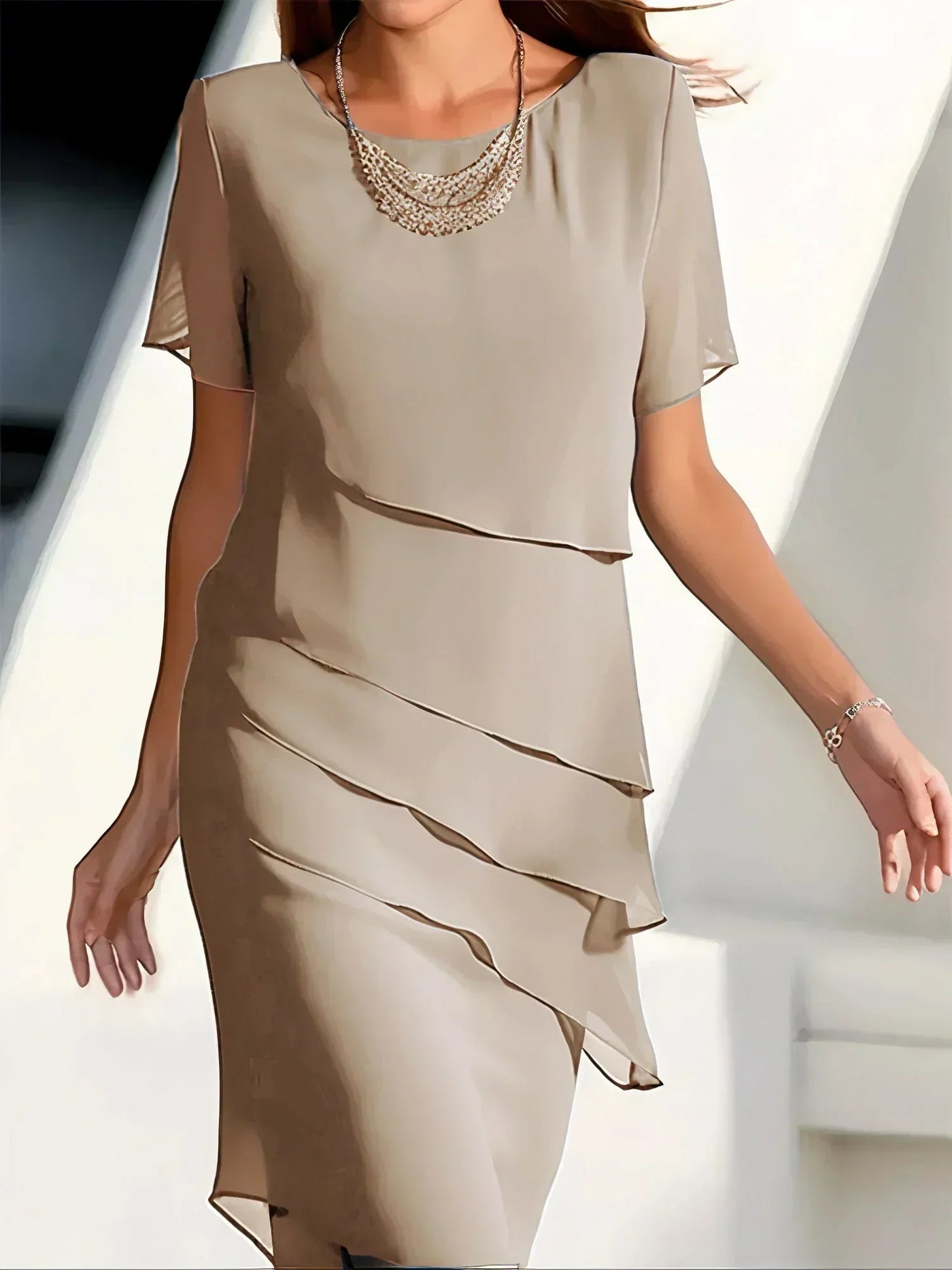 Elegante Aansluitende Midi Jurk voor Dames