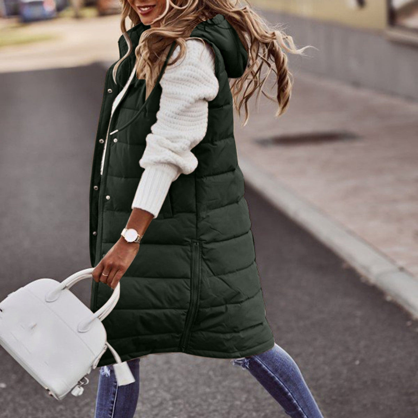 Getailleerde Lange Bodywarmer voor Dames