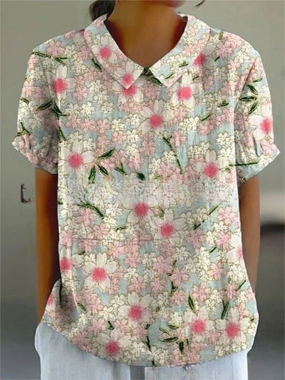Floral Pattern Casual Blouse for Women
