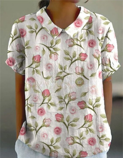 Floral Pattern Casual Blouse for Women
