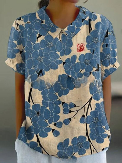 Floral Pattern Casual Blouse for Women