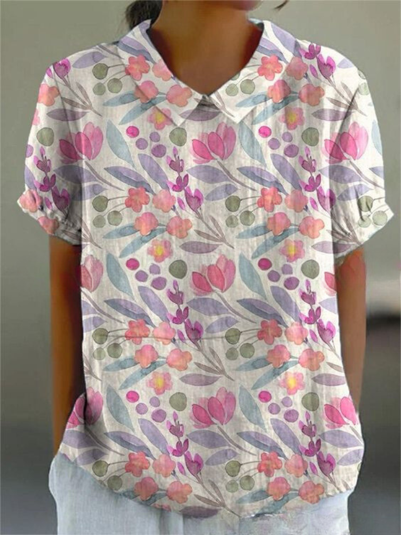 Floral Pattern Casual Blouse for Women