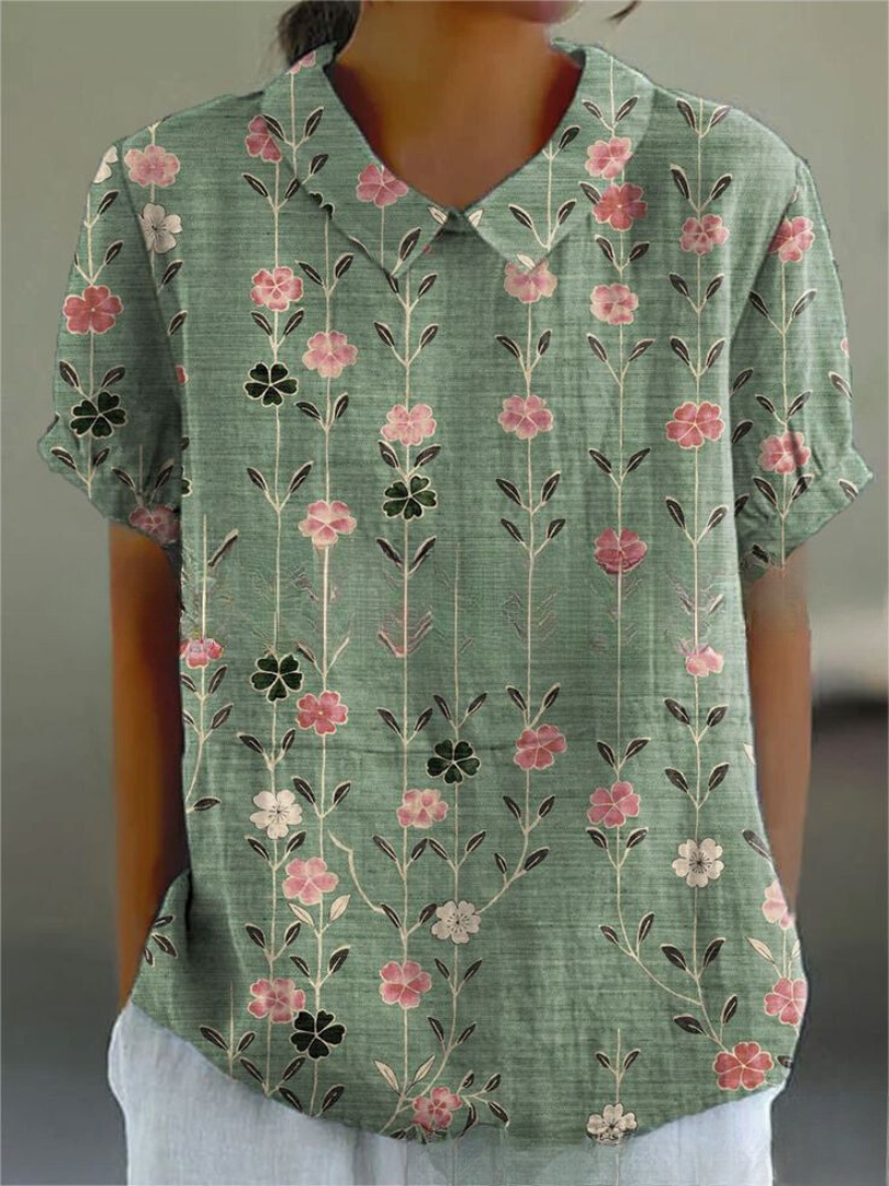 Floral Pattern Casual Blouse for Women