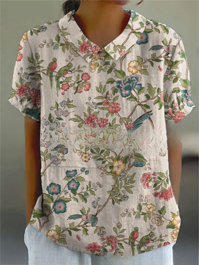 Floral Pattern Casual Blouse for Women