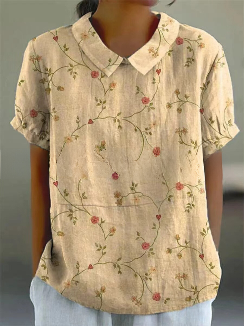 Floral Pattern Casual Blouse for Women
