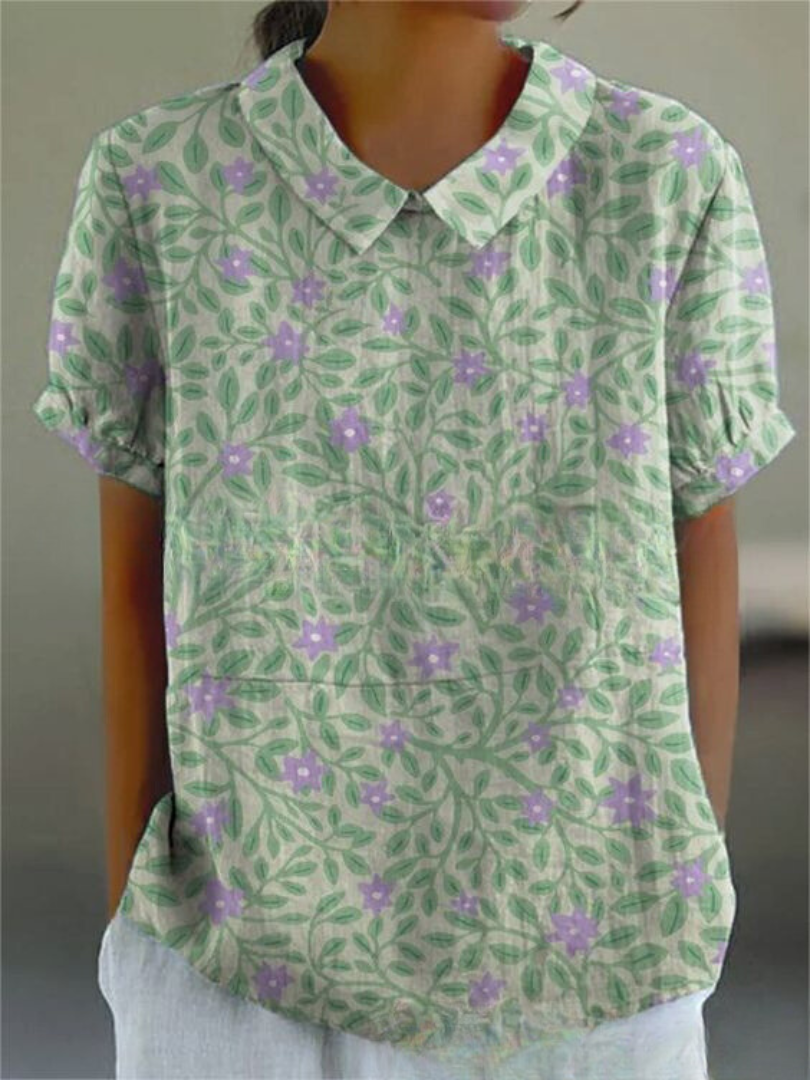 Floral Pattern Casual Blouse for Women