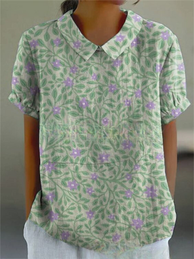 Floral Pattern Casual Blouse for Women