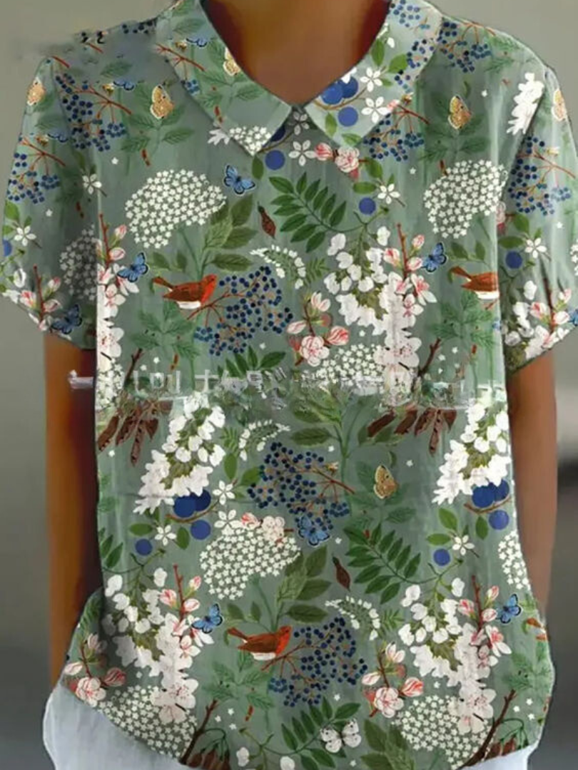 Floral Pattern Casual Blouse for Women