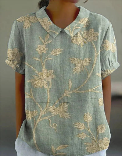 Floral Pattern Casual Blouse for Women