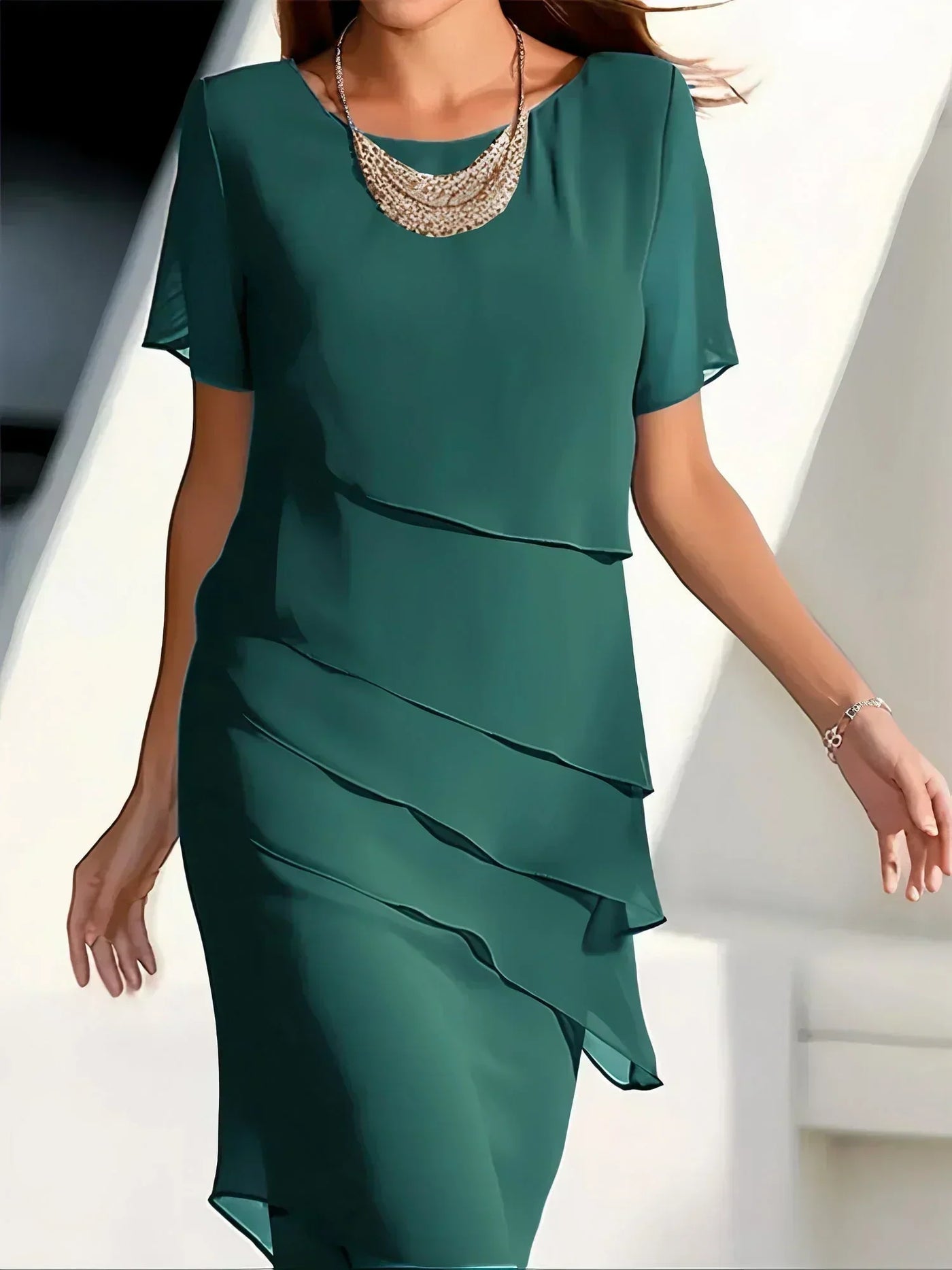 Elegante Aansluitende Midi Jurk voor Dames