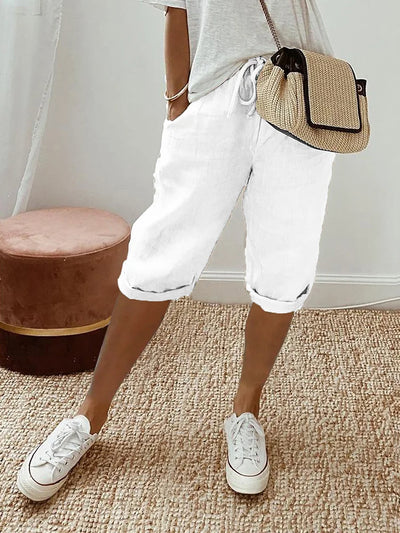 Linnen Short met Elastische Taille voor Dames