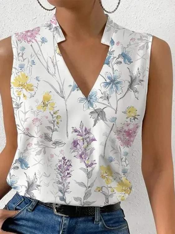 Chiffon V-Hals Mouwloze Top voor Dames