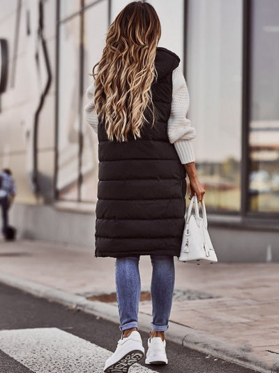 Lange Katoenmix Vest met Capuchon voor Dames