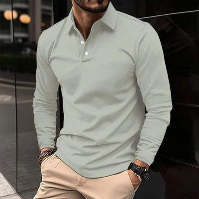 Sportieve Casual Polo met Lange Mouwen voor Heren