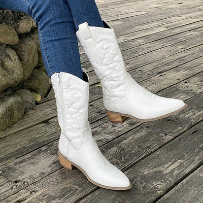 Sophia - Zapatos stijl dameslaarzen - retro western cowboylaarzen met zijrits