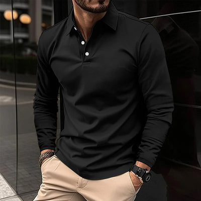 Sportieve Casual Polo met Lange Mouwen voor Heren
