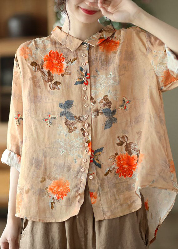 Floral Retro Poplin Shirt for Women