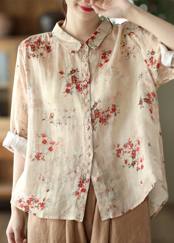 Floral Retro Poplin Shirt for Women
