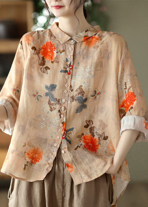 Floral Retro Poplin Shirt for Women