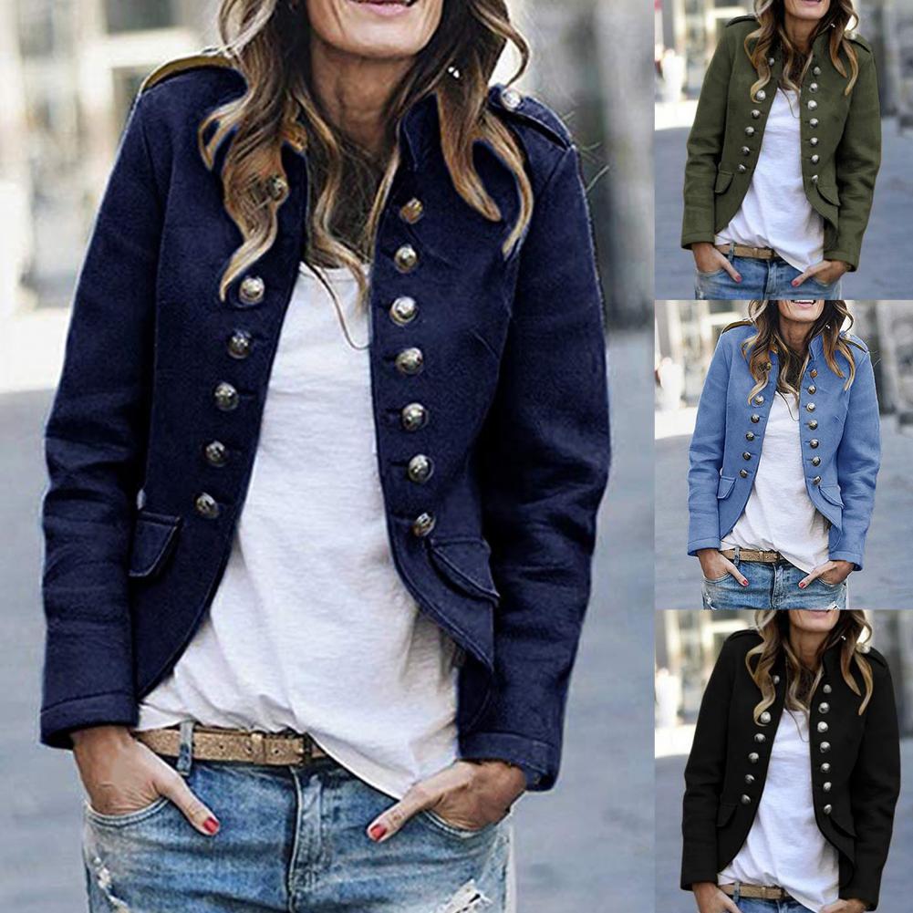 Katoenen Blazer met Staande Kraag voor Dames