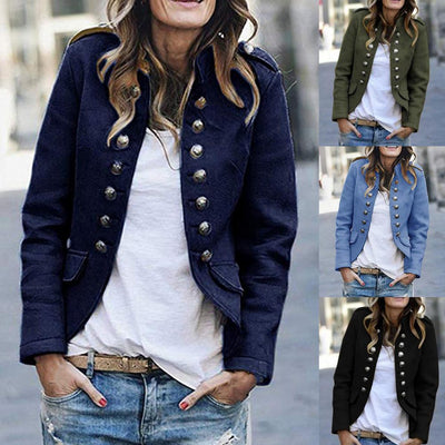 Katoenen Blazer met Staande Kraag voor Dames