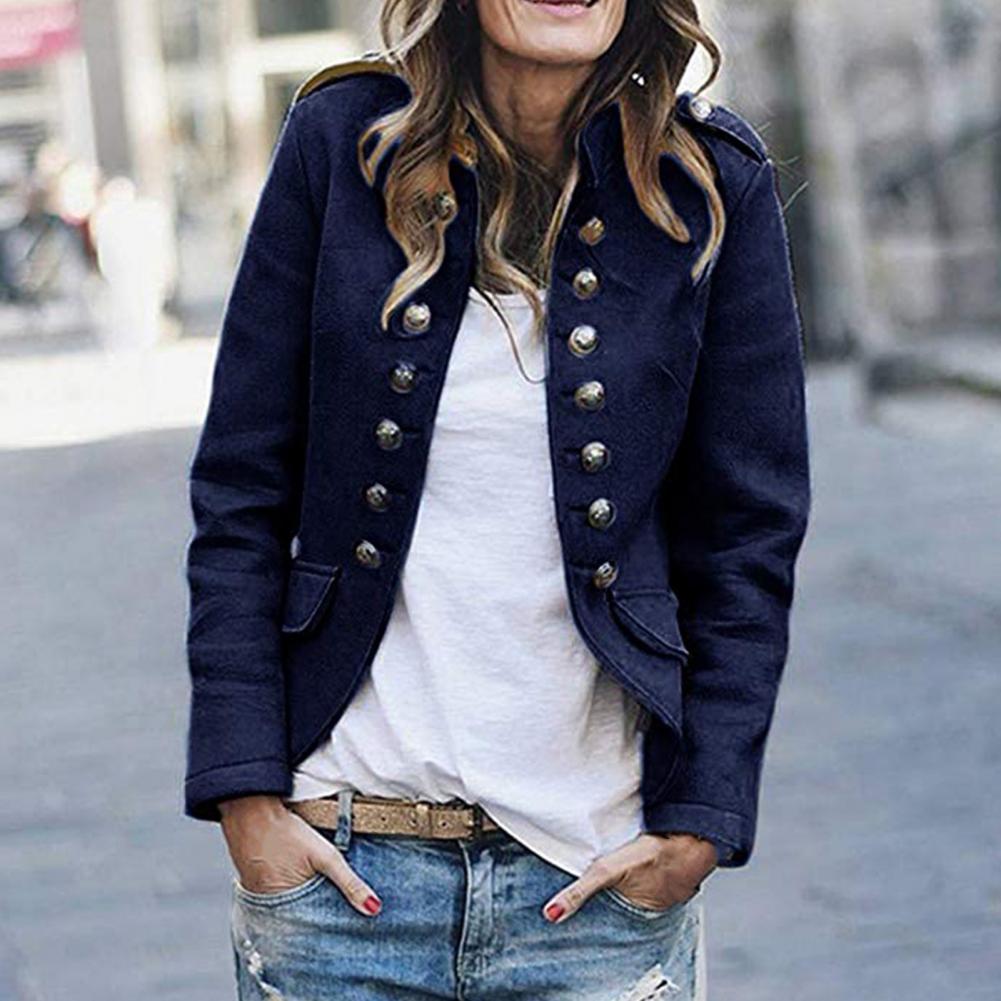 Katoenen Blazer met Staande Kraag voor Dames