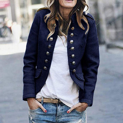 Katoenen Blazer met Staande Kraag voor Dames