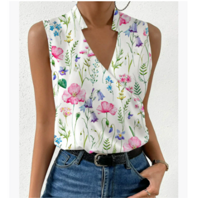 Chiffon V-Hals Mouwloze Top voor Dames