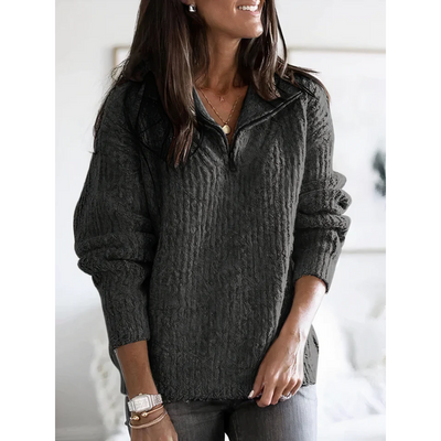 Casual Gebreide Sweater Met Ritssluiting Voor Dames