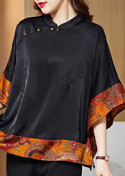 Vintage Losvallende Chinese Stijl Blouse voor Dames
