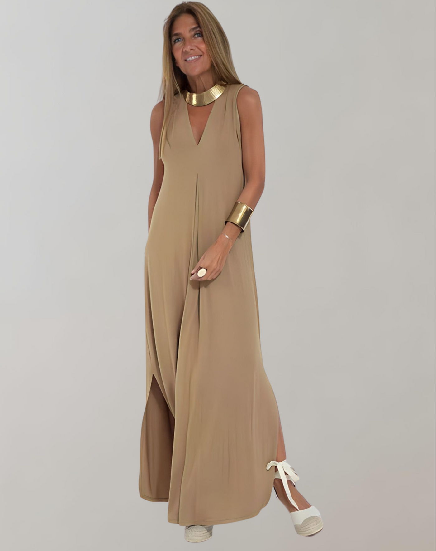 V-hals Maxi Jurk voor Dames