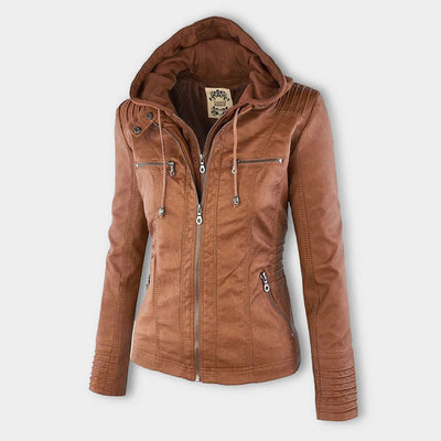 Lederen Damesjas met Capuchon – Perfect voor de Herfst