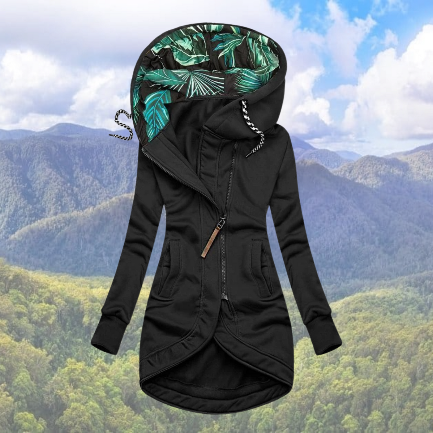 Casual Zip-Up Hooded Jacket voor Dames