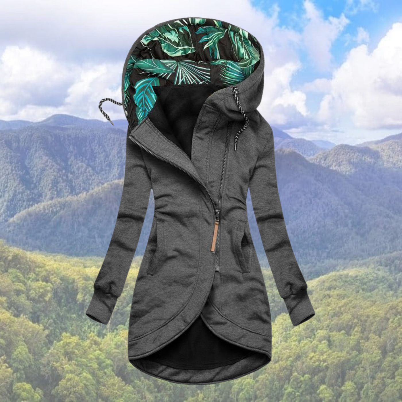 Casual Zip-Up Hooded Jacket voor Dames