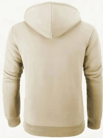 Casual Hoodie met Rits en Wollen Voering voor Mannen