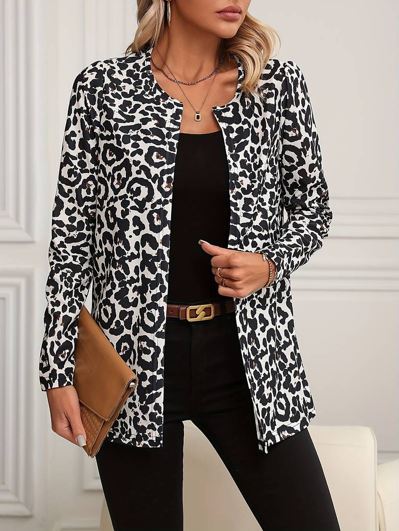 Dierenprint blazer met lange mouwen voor dames