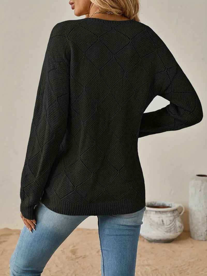 Elly - Knusse effen gekleurde pullover met V-hals - Huis Van Stijl