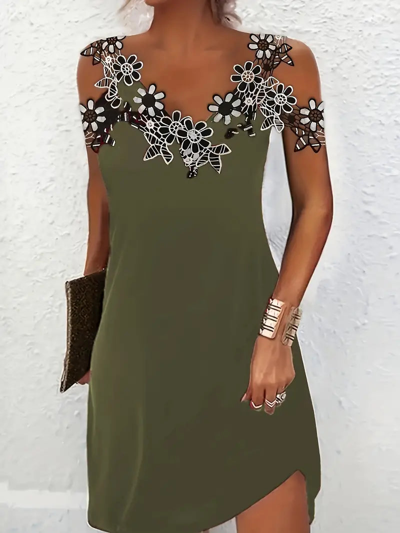 Scarlett-Bloemen Applique Jurk