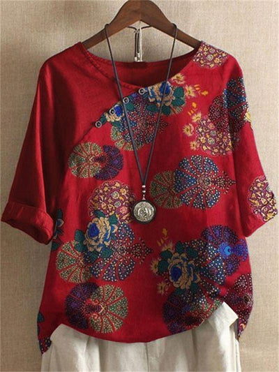 Bloemenprint Blouse met Korte Mouwen voor Dames