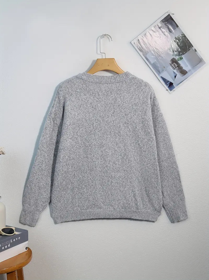 Wentrie - Drop Shoulder Crew Neck Effen Trui - Huis Van Stijl