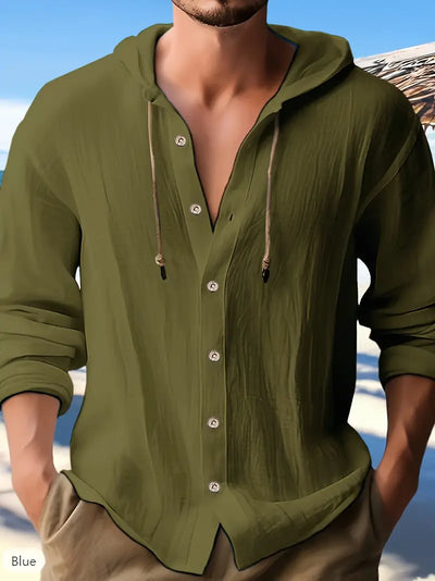 Henry-Heren Casual Button Up Hooded Shirt met capuchon - Huis Van Stijl