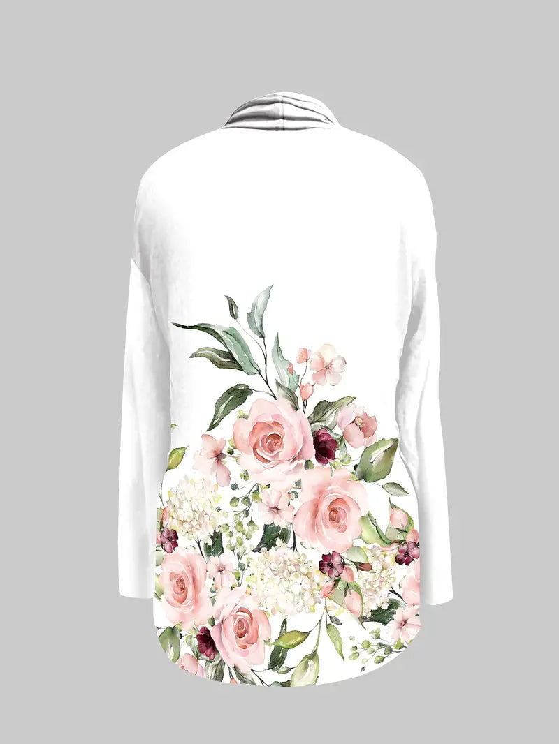 Gwen - Bloemenprint Vest met sjaalkraag - Huis Van Stijl