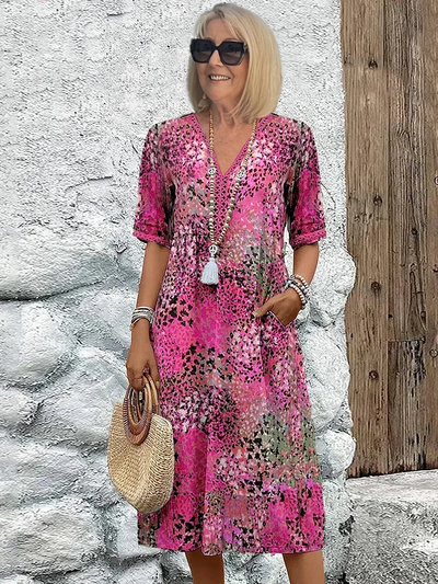 V-hals Midi Jurk voor Dames