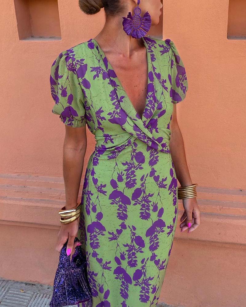 V-Hals Midi Jurk voor Dames